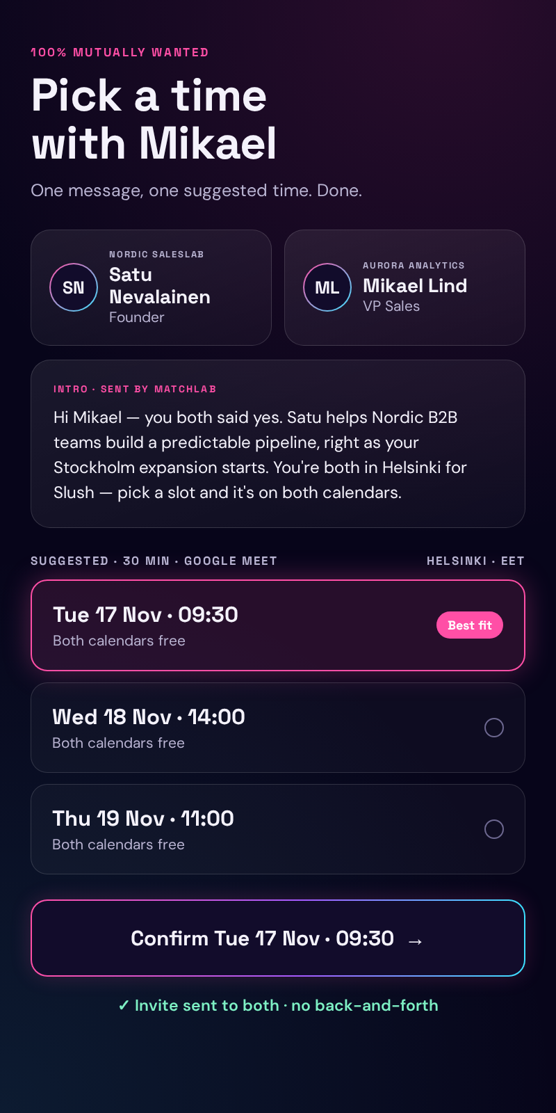 Demo: ready for an intro — pick a suggested meeting time